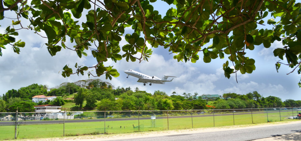 Private jet taking off from St Lucia