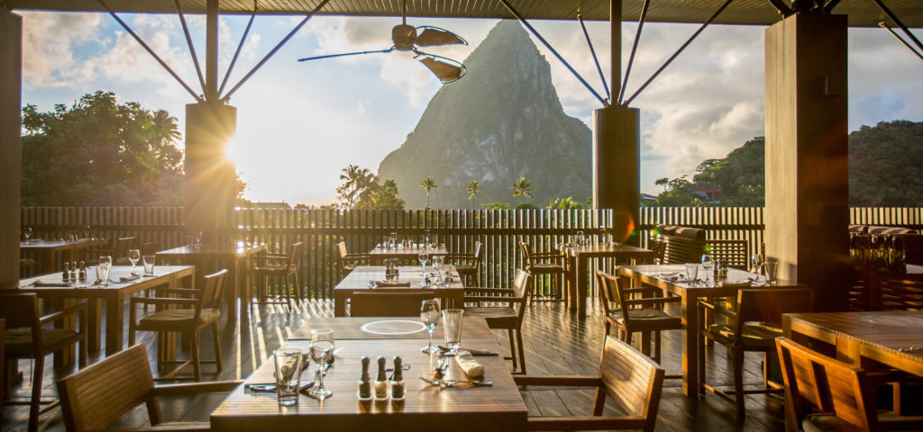 The restaurant at Boucan by Hotel Chocolat, St Lucia